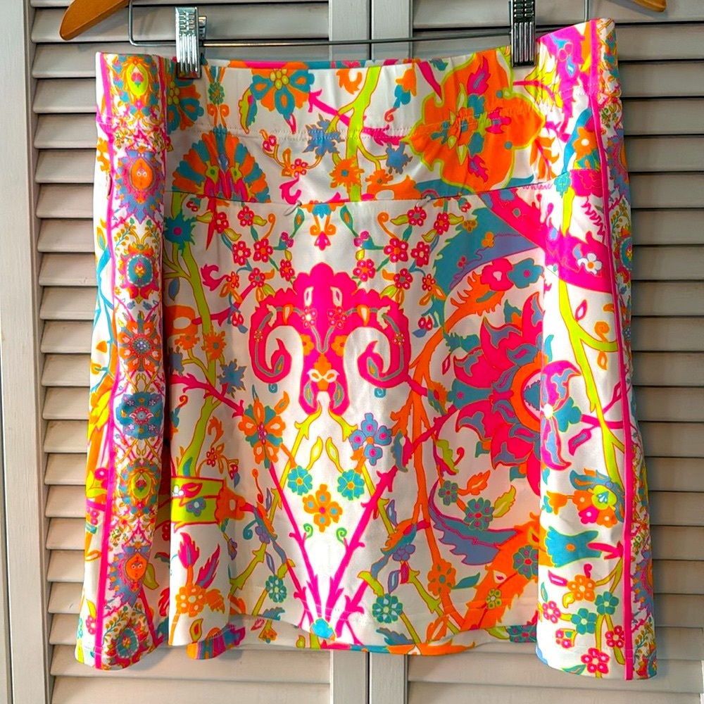 Gretchen Scott NWT Jersey Skippy Skort Sz L Bright Beautiful Colors - Picture 2 of 10